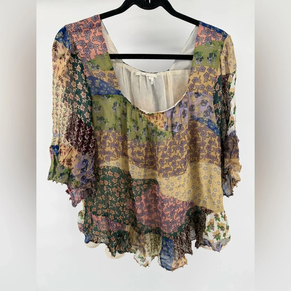 Anthropologie Floreat Multicolor Patchwork Blouse - Picture 2 of 9